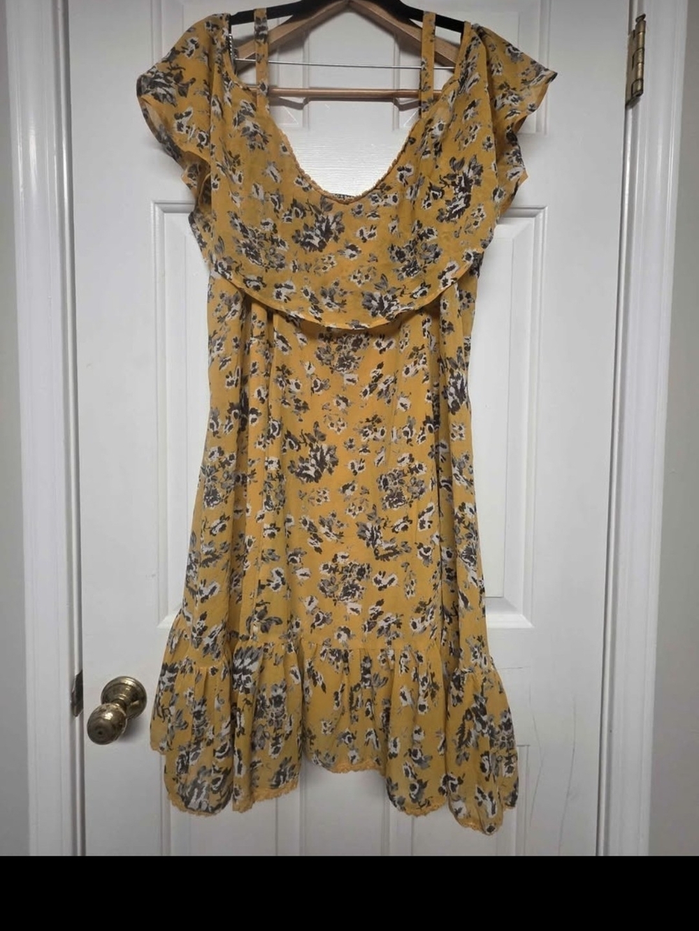 torrid Mustard Yellow Floral Ruffle Mini Dress